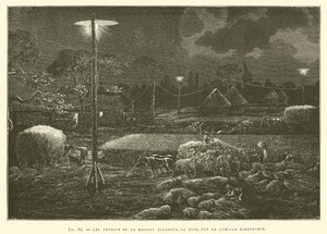 Geceleri Elektrik Işığıyla Aydınlatılan Hasat İşleri by French School